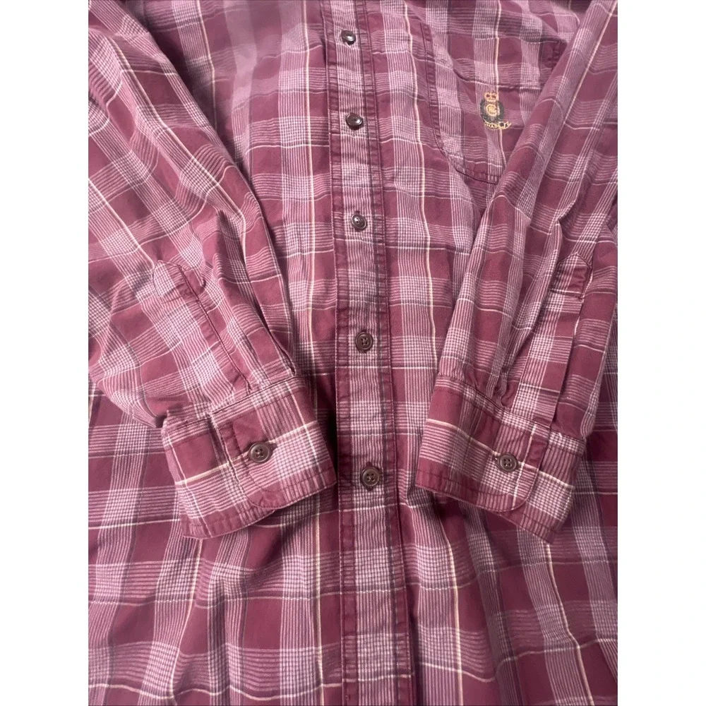 VINTAGE CHAPS RALPH‎ LAUREN  mens Size XLarge plaid maroon button down shirt 90s